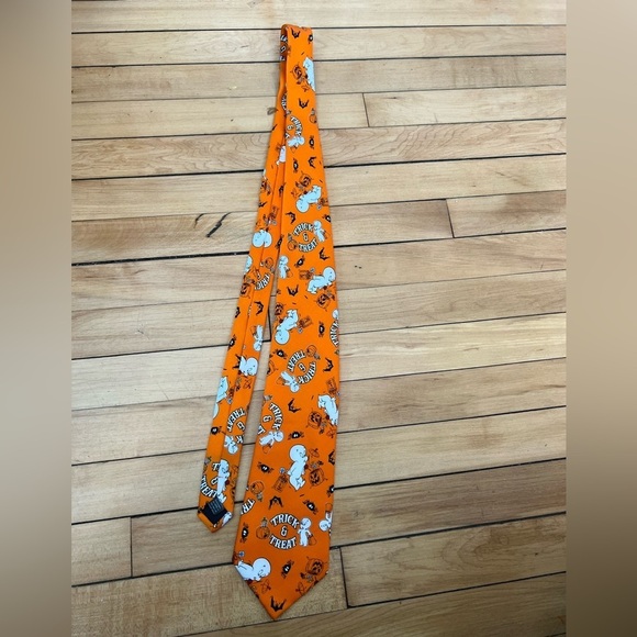 Casper Mens Tie Necktie Orange Multicolor The Friendly Ghost Halloween - Picture 1 of 6